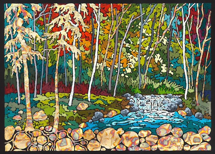 Falling Water
30 x 23
Giclee with hand stamped foil on paper
$600